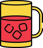 Cold Drink Mug Icon In Red And Yellow Color. vector