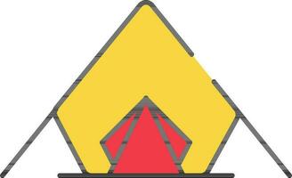 Camping Tent Icon In Red And Yellow Color. vector