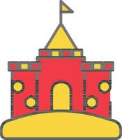 Fort Icon In Red And Yellow Color. vector