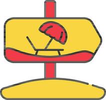 Beach Or Swim Board Icon In Red And Yellow Color. vector