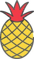 Pineapple Icon In Red And Yellow Color. vector