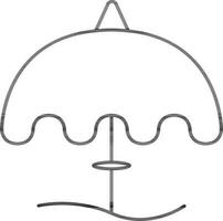 Beach Umbrella Icon In Black Line Art. vector