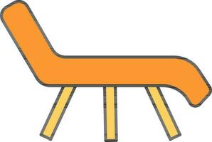 Illustration Of Beach Chair Or Lounger Icon In Orange And Yellow Color. vector