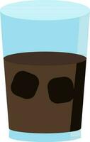 Ice In Soft Drink Glass Brown And Blue Icon. vector