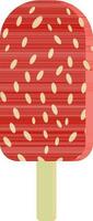 Nuts Popsicle Flat Icon In Red Color. vector