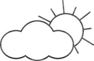 Sun Behind Cloud Icon In Linear Style. vector