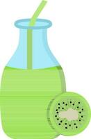 kiwi Smoothie Bottle With Slice Icon In Green Color. vector