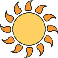 Vector Illustration Of Sun Icon In Orange And Yellow Color.