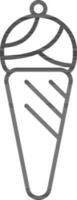 Ice Cream Scoop Waffle Cone Line Art Icon. vector