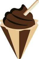 Ice Cream Scoop Waffle Cone With Spoon Icon In Brown And Orange Color. vector