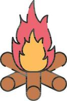 Flat Style Bonfire Colorful Icon. vector