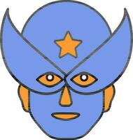 Orange And Blue Superhero Face Icon Or Symbol. vector