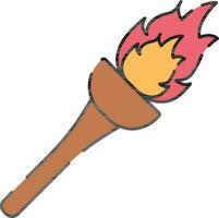 Flaming Torch Colorful Icon In Flat Style. vector