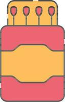 Open Match Box Icon In Yellow And Pink Color. vector