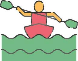 Flat Style Man Boating On Waves Colorful Icon. vector