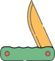 Pocket Knife Icon In Yellow And Green Color. vector