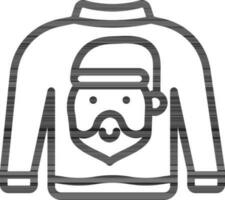 Line Art Illustration of Santa Printed Sweater Icon In Flat Style. vector