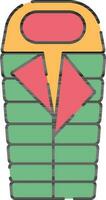 Colorful Sleeping Bag Icon In Flat Style. vector