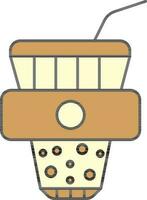 Yellow Color Bubble Tea OR Disposable Coffee Cup Icon. vector