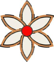 Flat Style Flower Icon In Red And Brown Color. vector