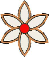 Flat Style Flower Icon In Red And Brown Color. vector