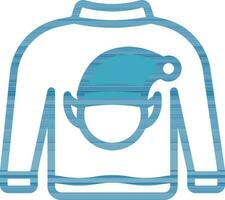 Flat Style Sweater Icon In Blue And White Color. vector