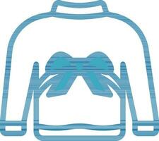 Blue And White Color Sweater With Bow Ribbon Icon. vector