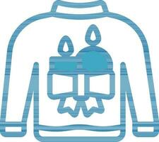 Flat Style Sweater In Blue And White Color. vector