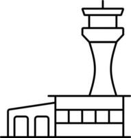 Air Traffic Control Tower Icon In Black Outline. vector