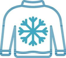 Blue And White Color Sweater Icon In Flat Style. vector