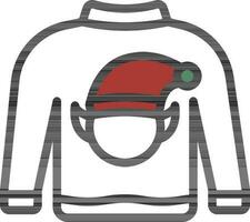 Flat Style Sweater Icon In Red And White Color. vector