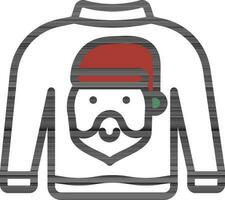 Colorful Santa Printed Sweater Icon In Flat Style. vector