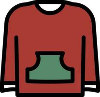 Red And Green Color Sweater Or Jacket In Flat Style. vector