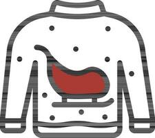 Red And White Colorl Sweater Icon In Flat Style. vector