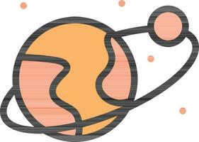 Orbit Around The World Icon In Orange Color. vector