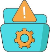 Warning Setting Folder Orange And Turquoise Icon. vector