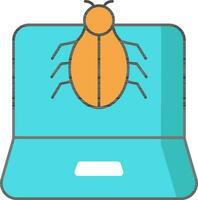 Virus In Laptop Orange And Turquoise Icon. vector