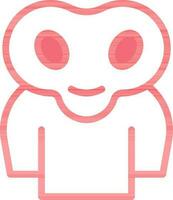 extraterrestre personaje icono en rojo y blanco color. vector
