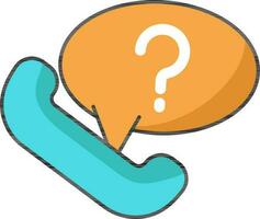 Phone Receive With Question Mark Icon In Orange And Turquoise Icon. vector