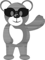 Cool Bear Character In Gray And White Color. vector