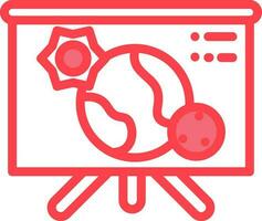 Outer Space On Presentation Board Icon In Red And White Color. vector