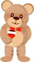 Cute Bear Character Holding Drink Glass In Red And Brown Color. vector