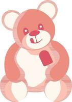 Cute Teddy Bear Character Holding Ice Cream In Red Color. vector