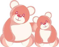 Illustration Of Two Teddy Bear Icon In Red Color. vector