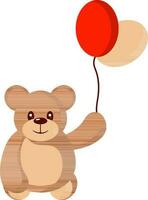 ilustración de linda osito de peluche oso participación globos icono. vector