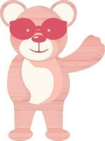 Cool Bear Character In Red Color. vector