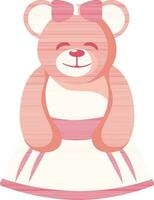 Cartoon Female Bear Character In Red Color. vector