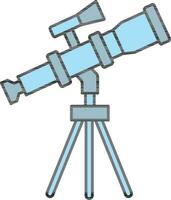 Isolated Tripod Telescope Icon in Blue Color Flat Style. vector
