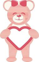 Bear Character Holding Heart Vector In Red Color.