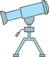 Telescope Icon in Blue Color Flat Style. vector